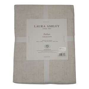 Laura Ashley Dothan Tablecloth 60" X 102" Seats 8-10 Taupe 90% Polyester 10% Lin